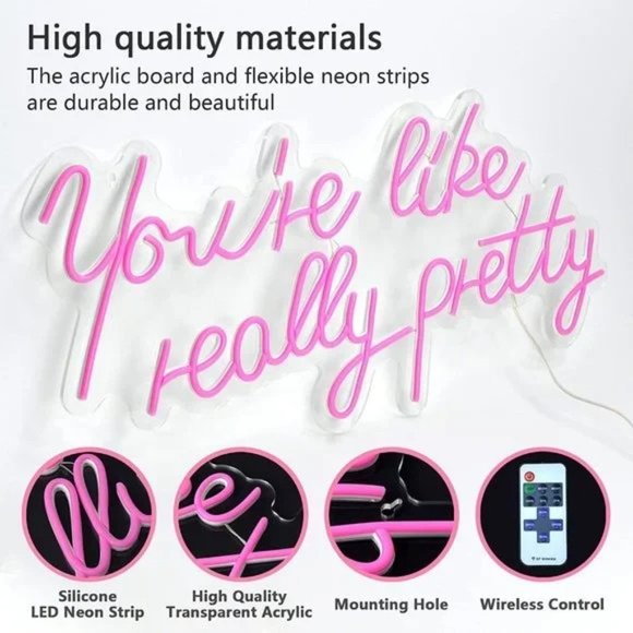 You're Like Really Pretty Neon Pink Party/Dorm/Wedding/Bday/Graduation Decor - Picture 6 of 10